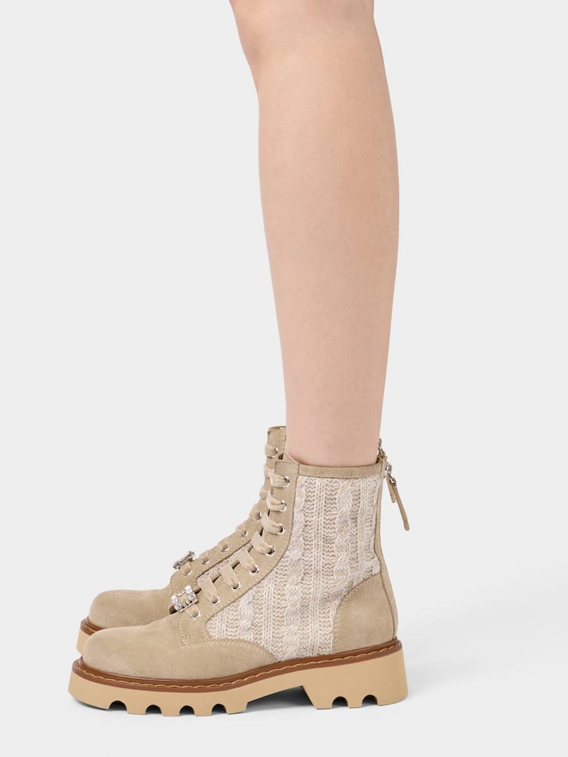 Roger Vivier Viv rangers truck booties in suede and knit
