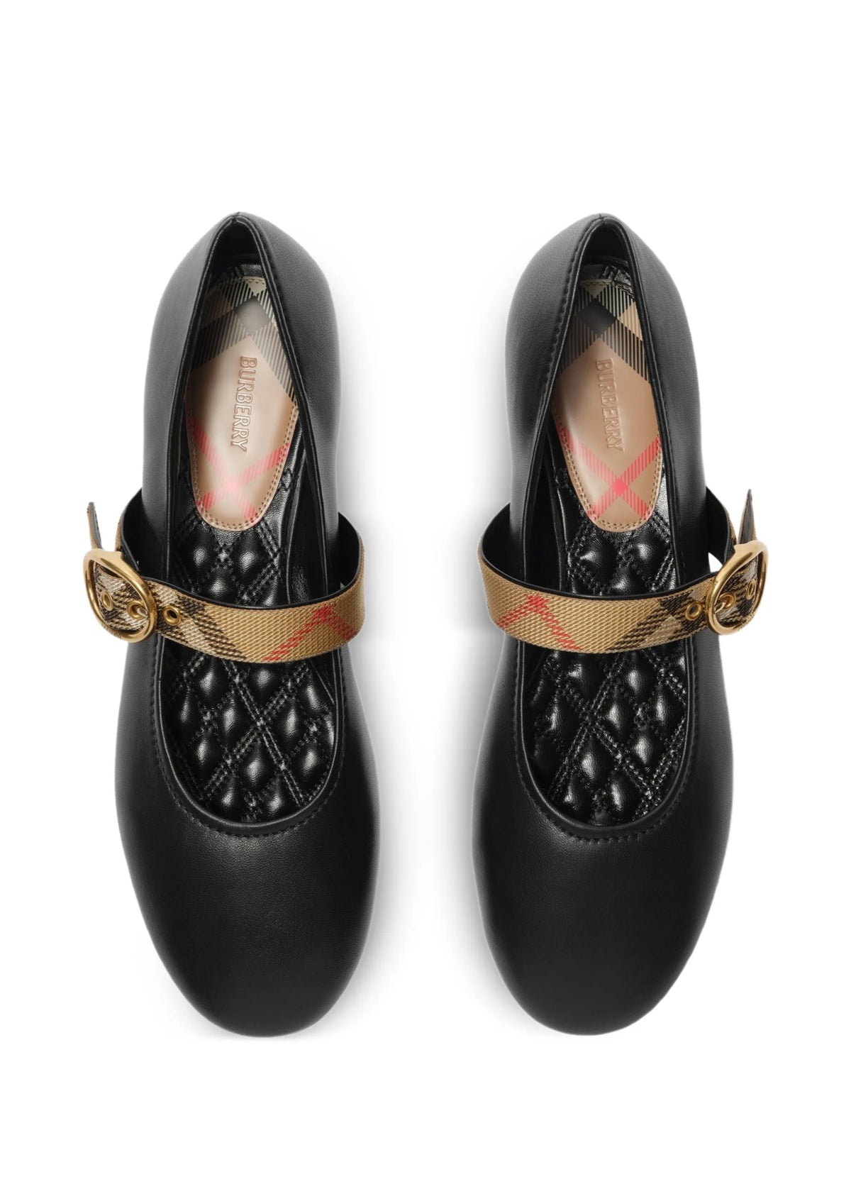Burberry check strap leather Robin ballerinas