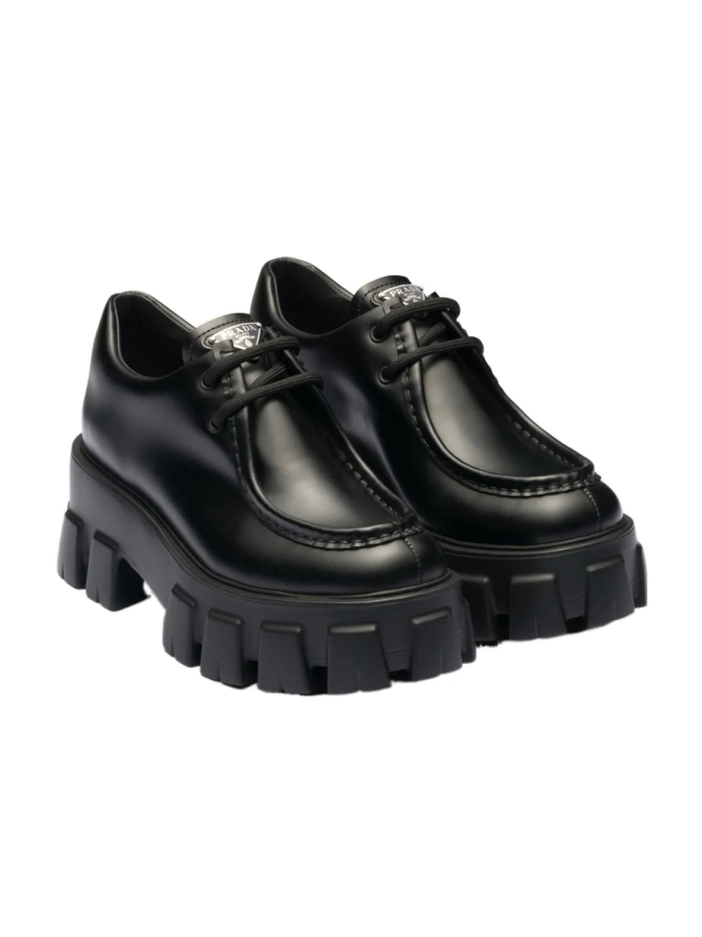 Prada Monolith brushed leather lace up shoes