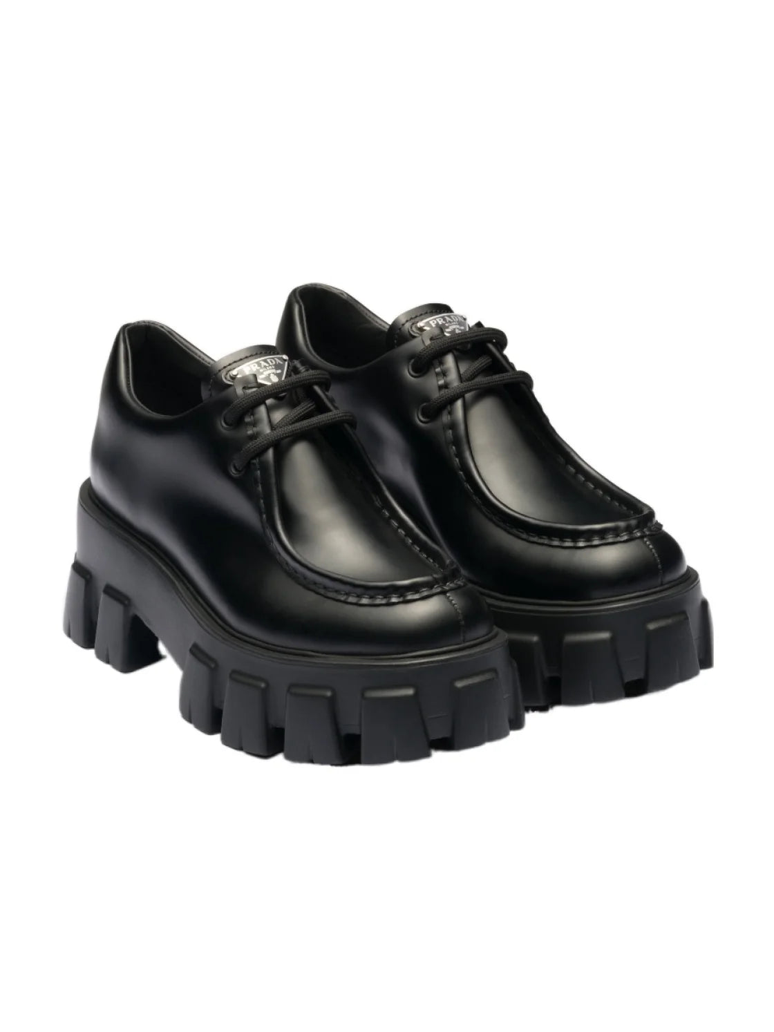 Prada Monolith brushed leather lace up shoes