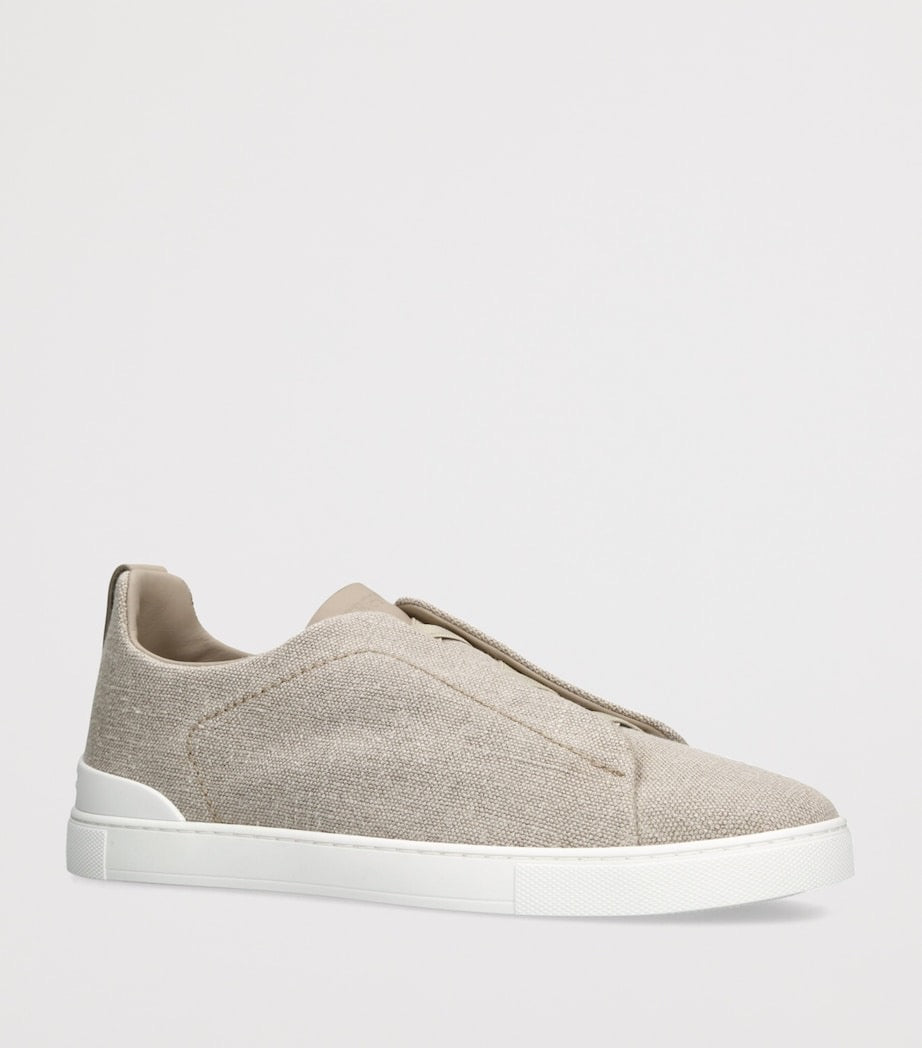 Zegna cotton linen triple stitch sneakers