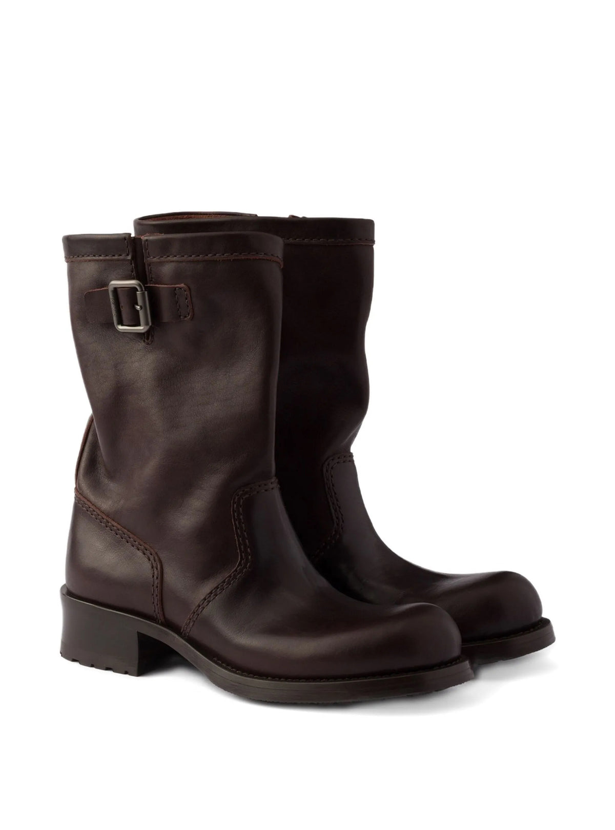 Prada leather mid calf boots