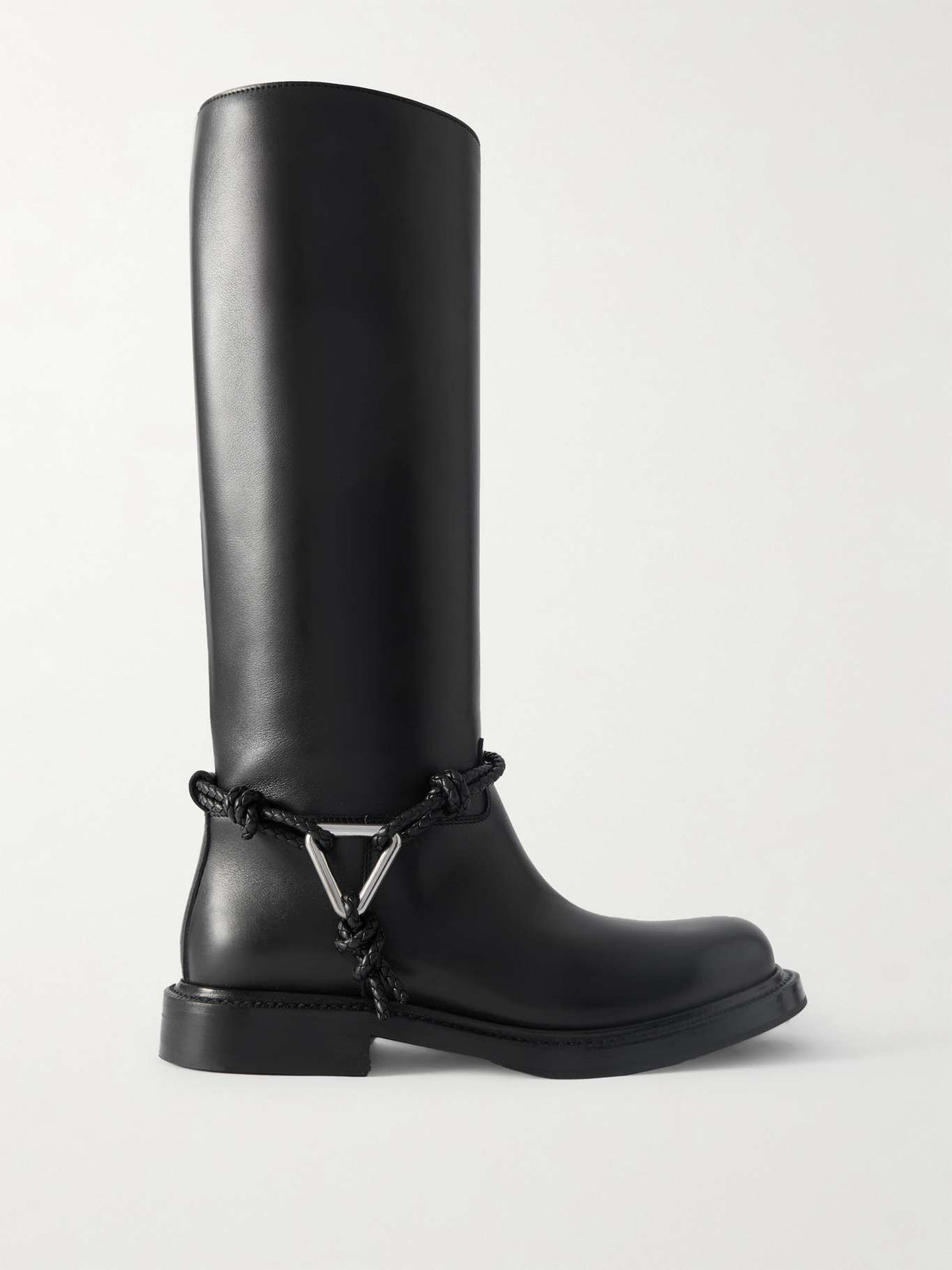 Bottega Veneta James intrecciato trimmed leather knee boots
