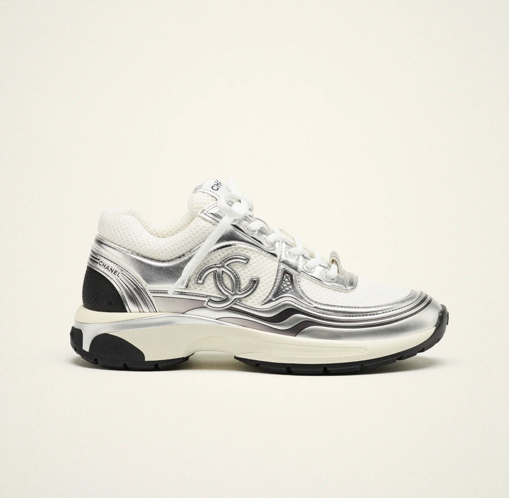 Chanel fabric and laminated sneaker