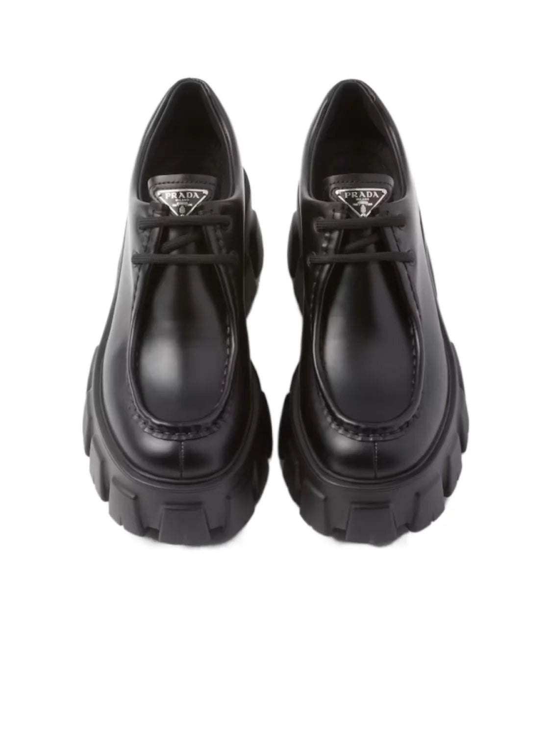 Prada Monolith brushed leather lace up shoes