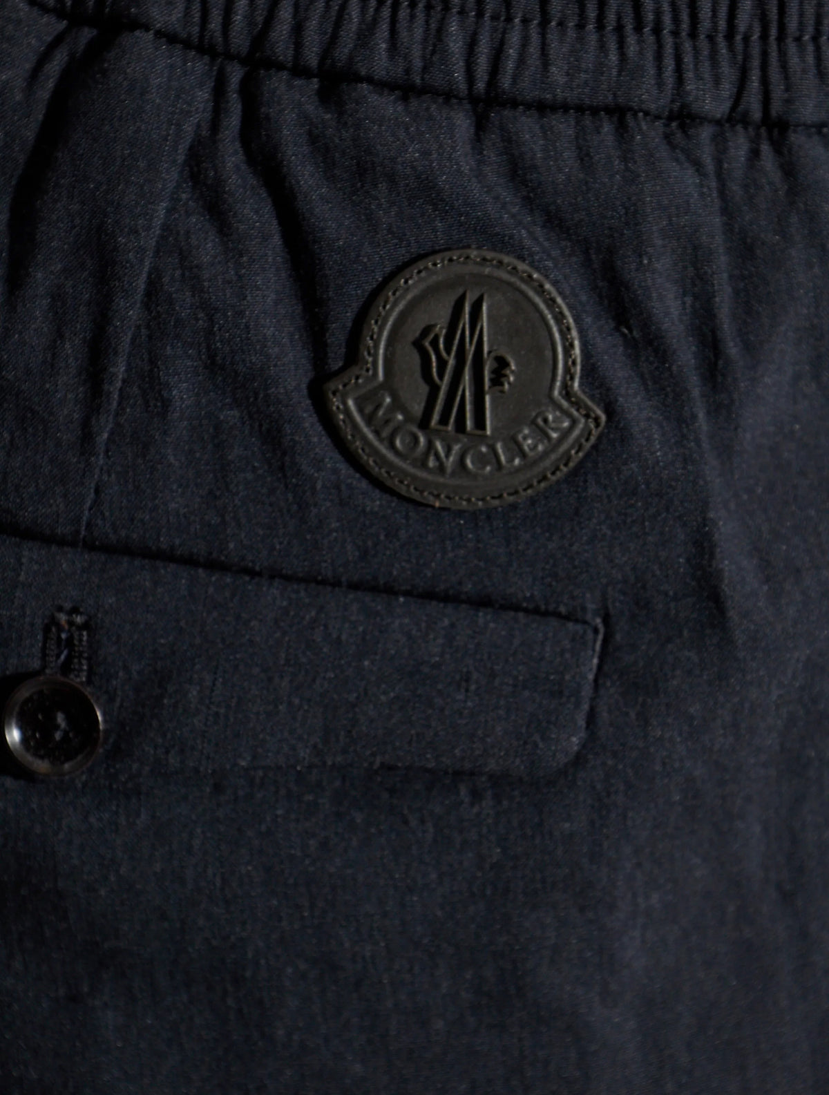 Moncler technical logo patch linen trousers
