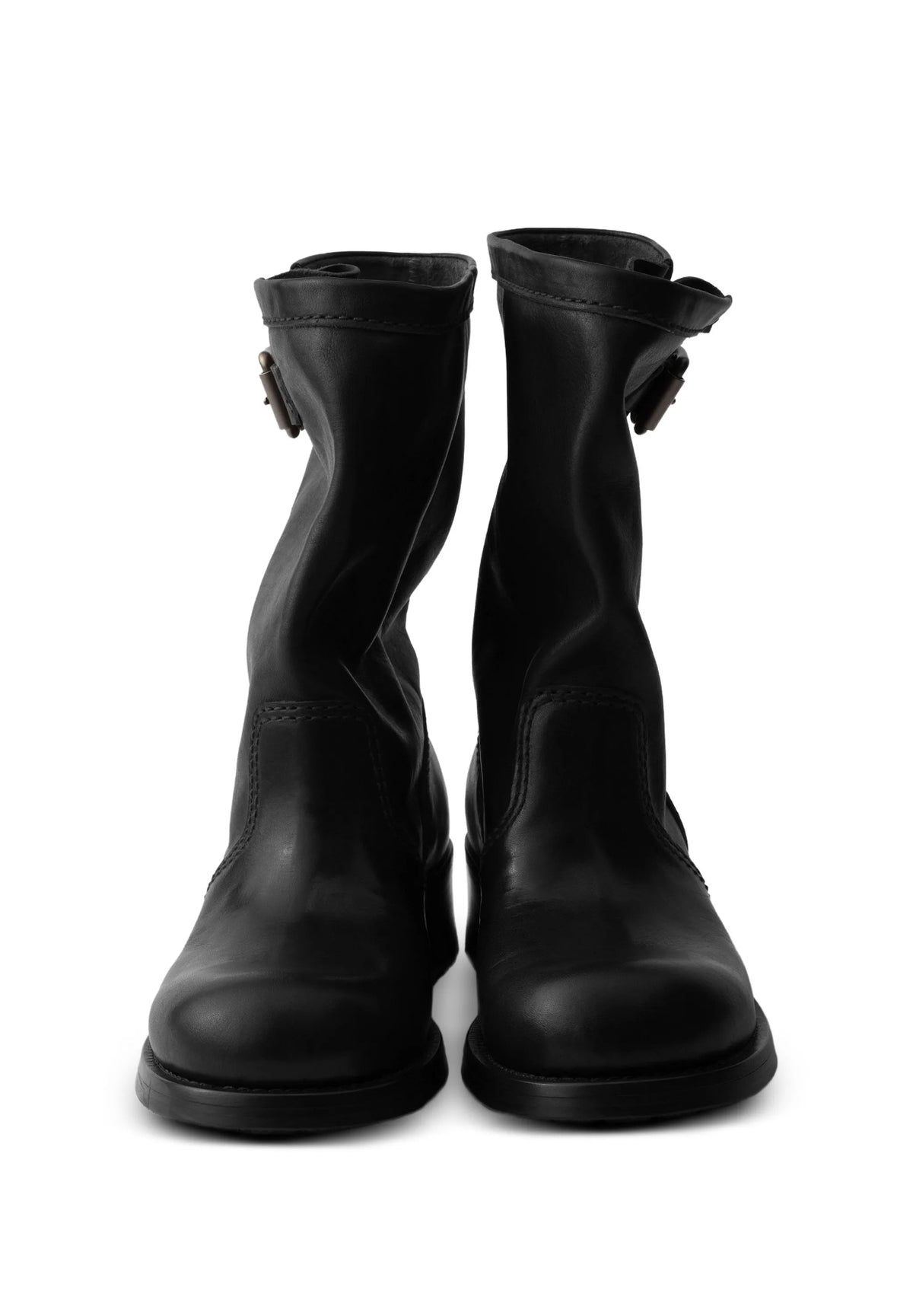 Prada leather mid calf boots