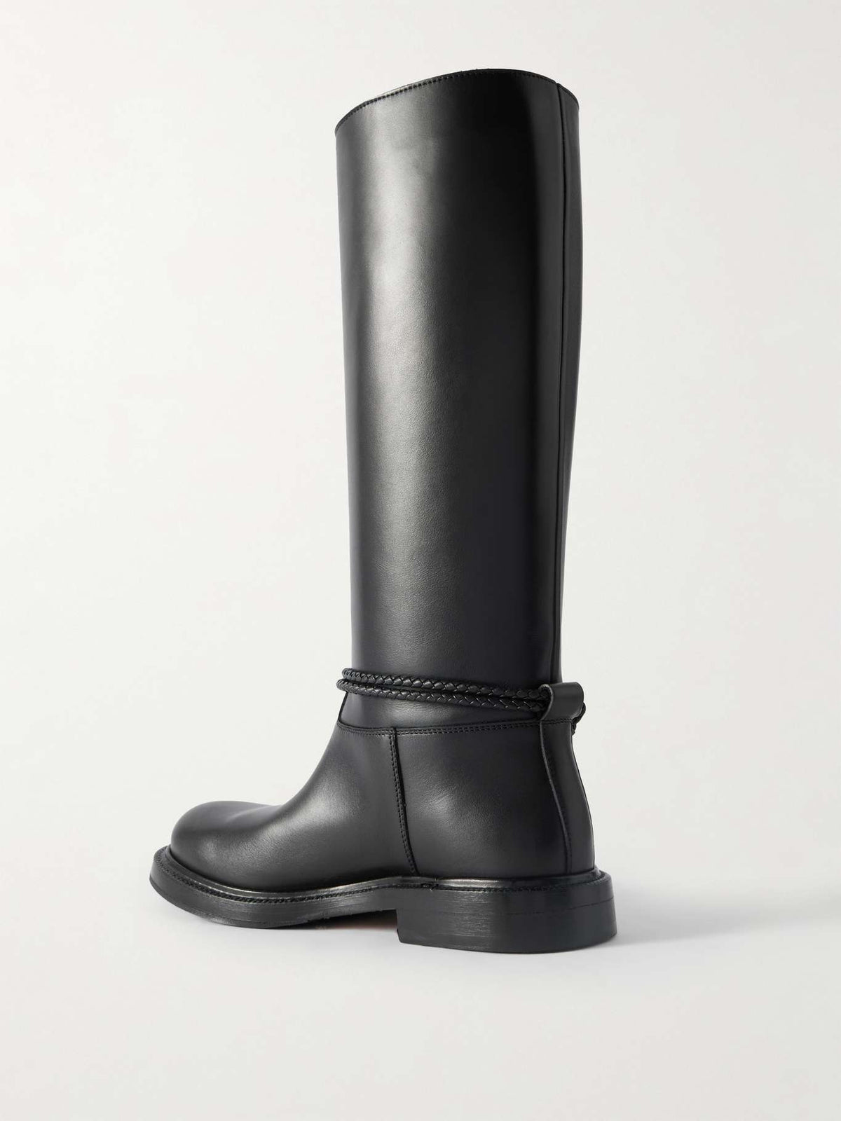 Bottega Veneta James intrecciato trimmed leather knee boots