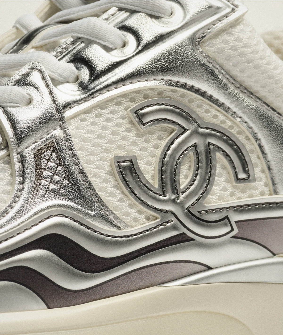 Chanel fabric and laminated sneaker