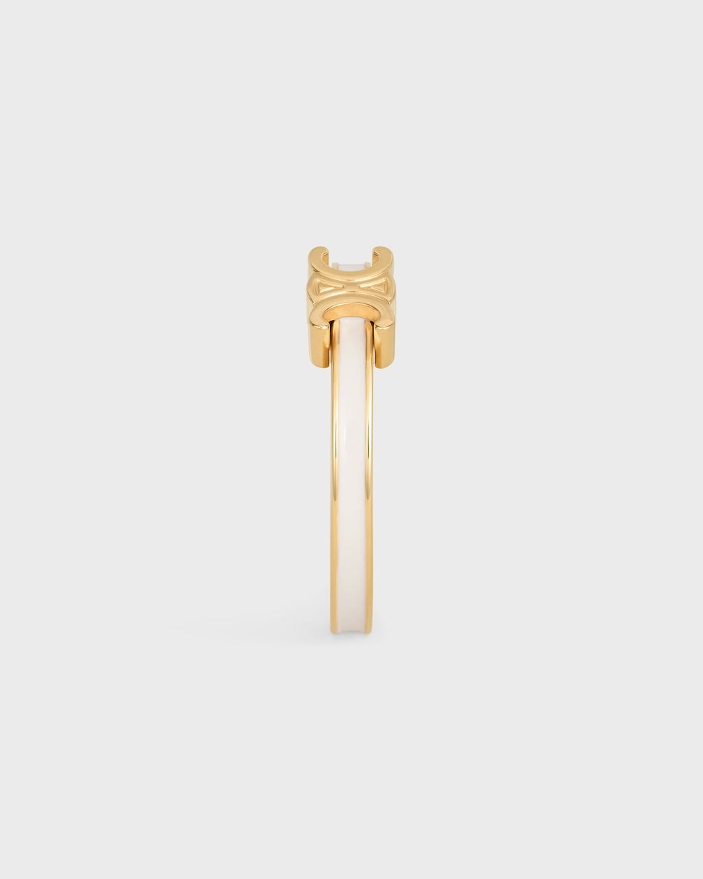 Celine triomphe ring in enamel and brass with gold finish