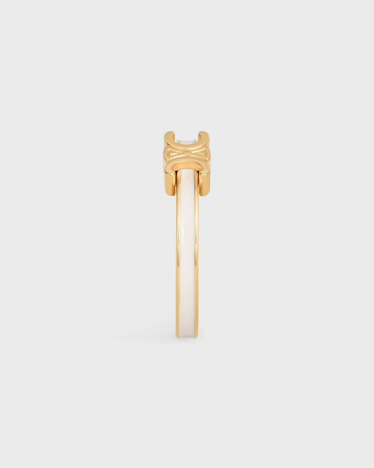 Celine triomphe ring in enamel and brass with gold finish