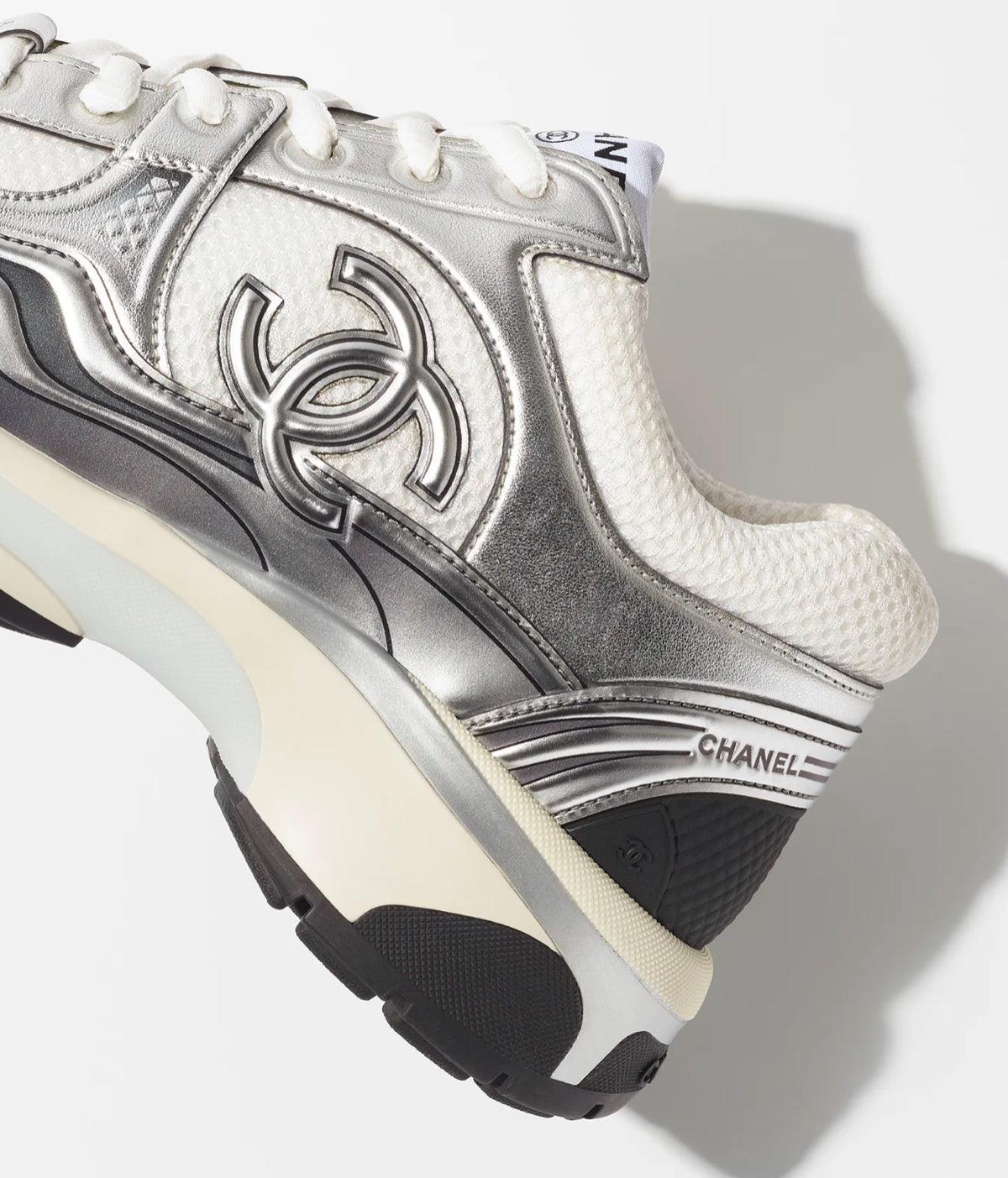 Chanel fabric and laminated sneaker