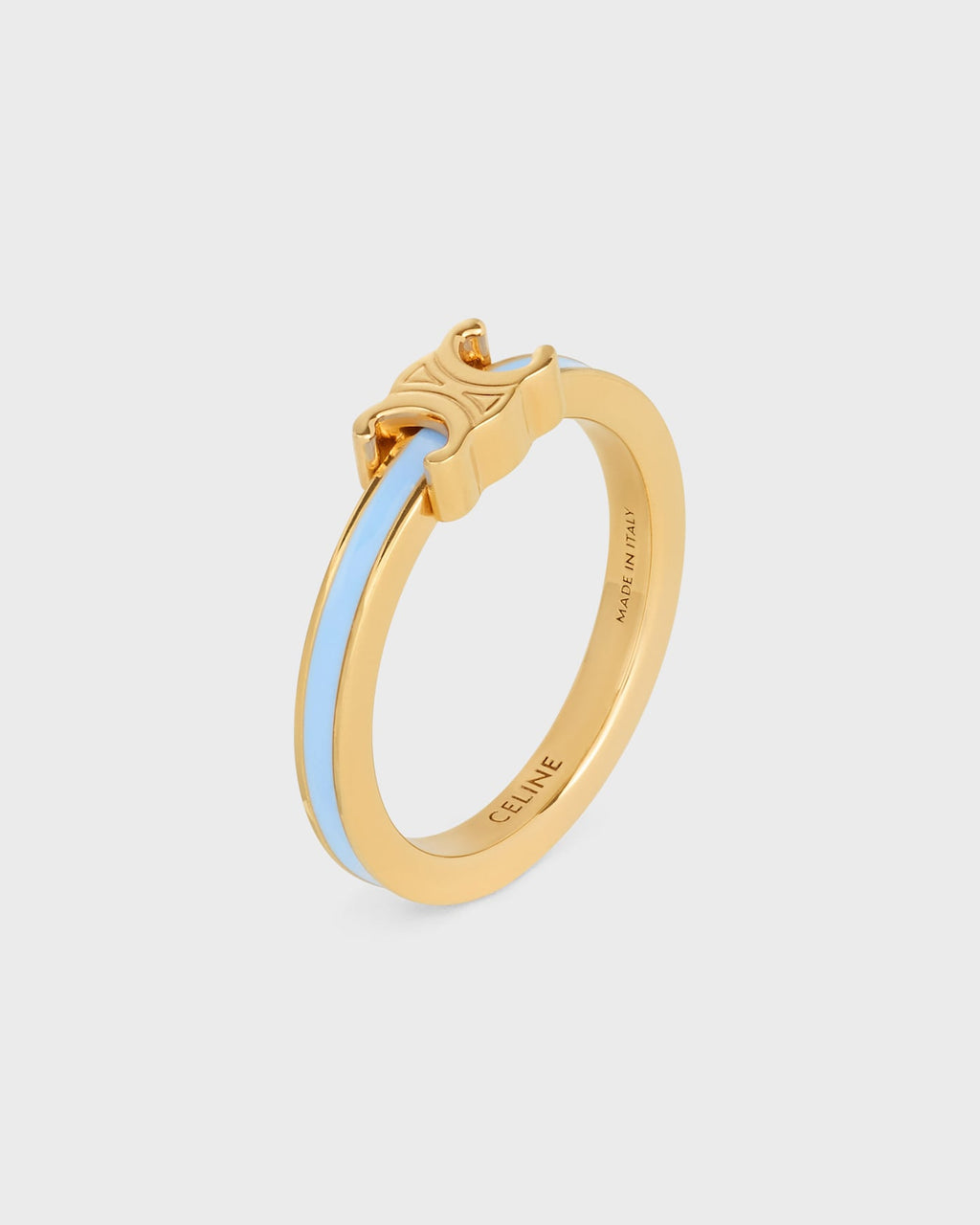 Celine triomphe ring in enamel and brass with gold finish