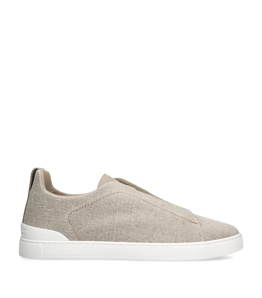 Zegna cotton linen triple stitch sneakers