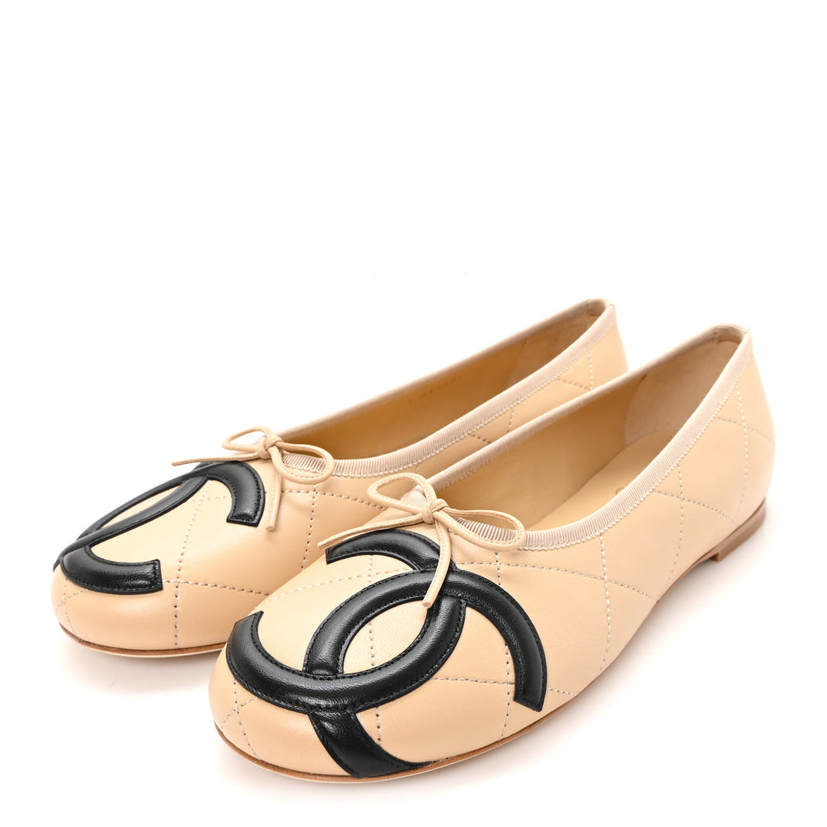 Chanel lambskin quilted CC cambon ballet flats