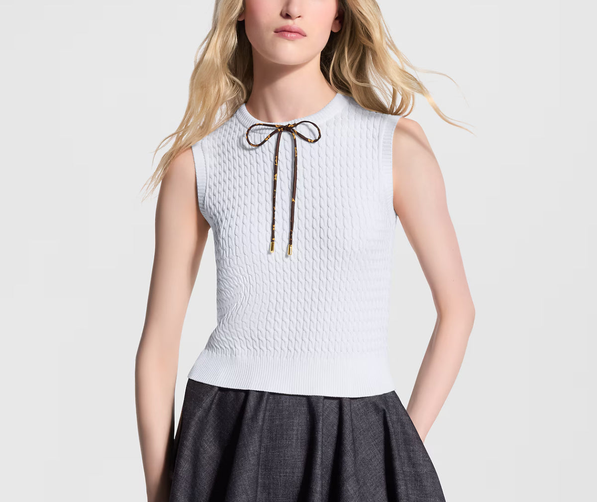 Louis Vuitton monogram drawstring knit top