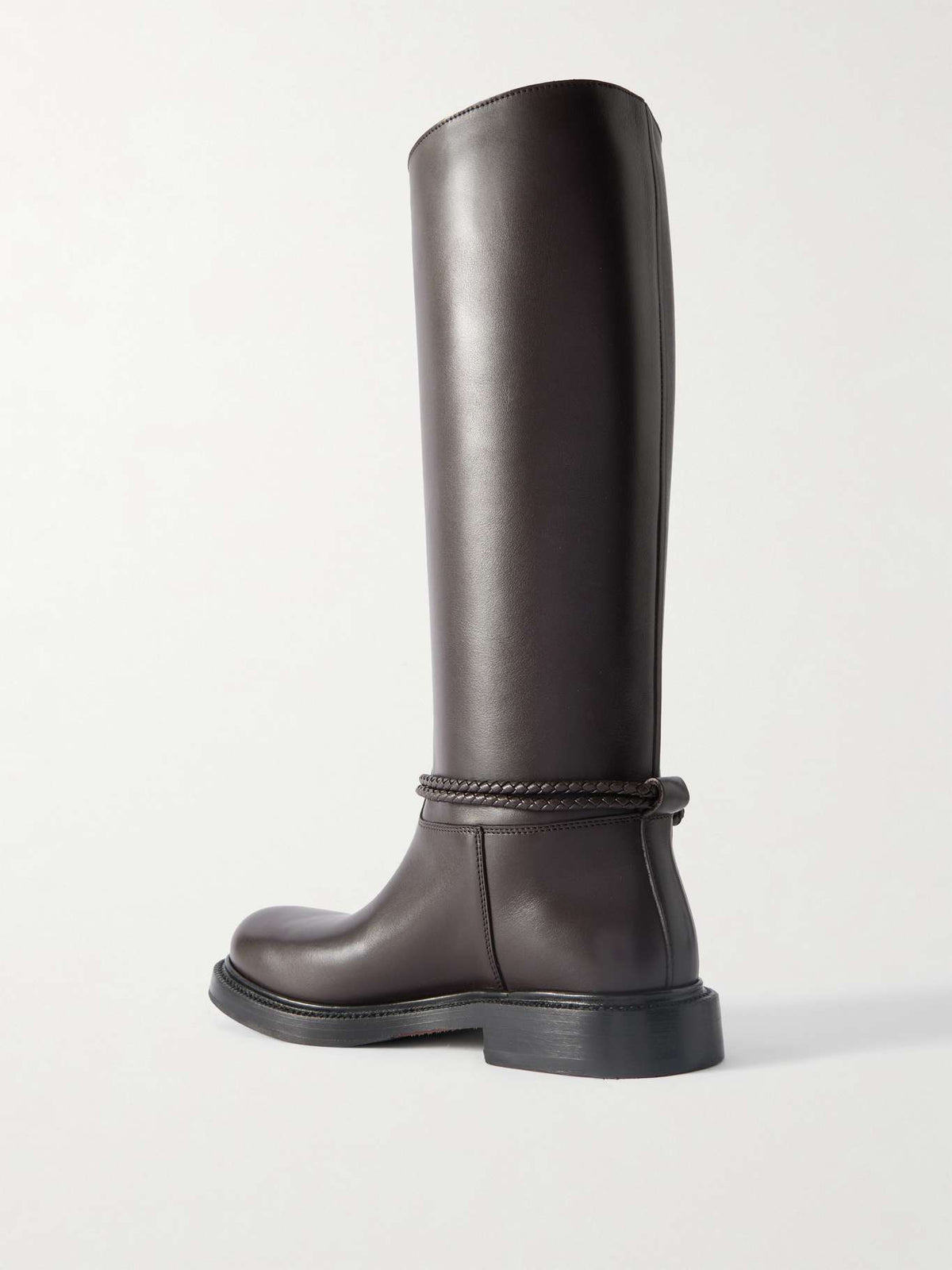 Bottega Veneta James intrecciato trimmed leather knee boots