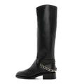 Chanel interlocking cc logo chain link knee high boots