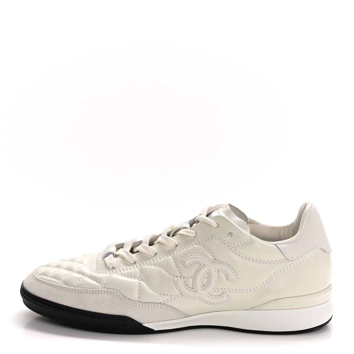 Chanel shiny calfskin suede quilted cc logo sneakers