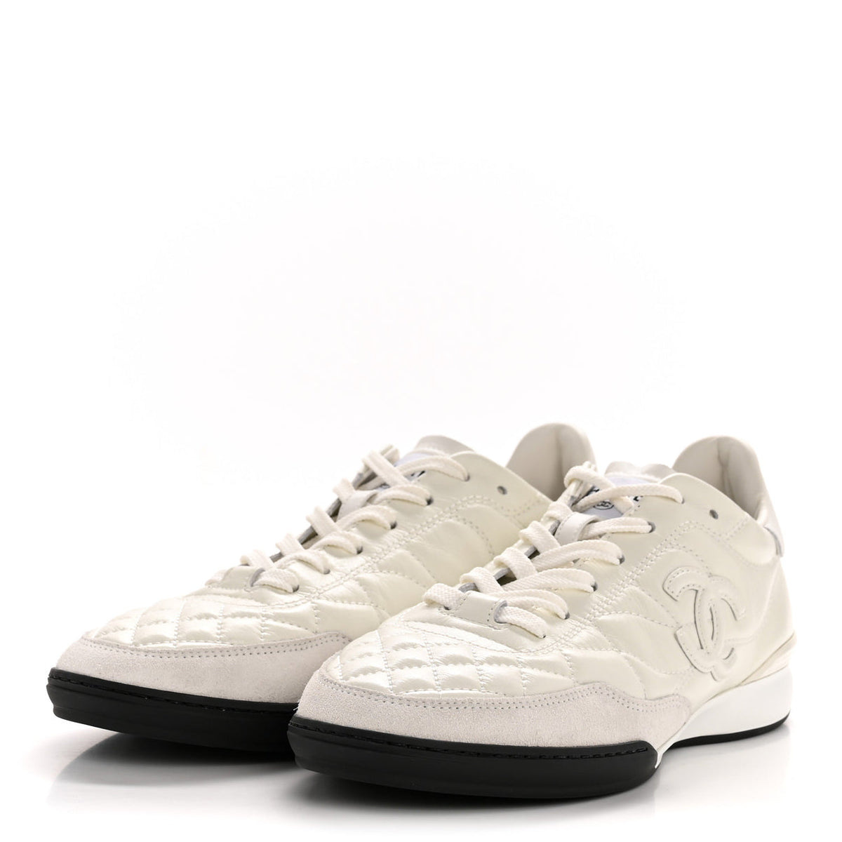 Chanel shiny calfskin suede quilted cc logo sneakers