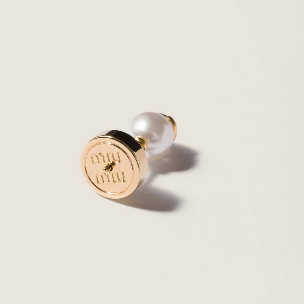 Miu Miu metal and pearl earrings
