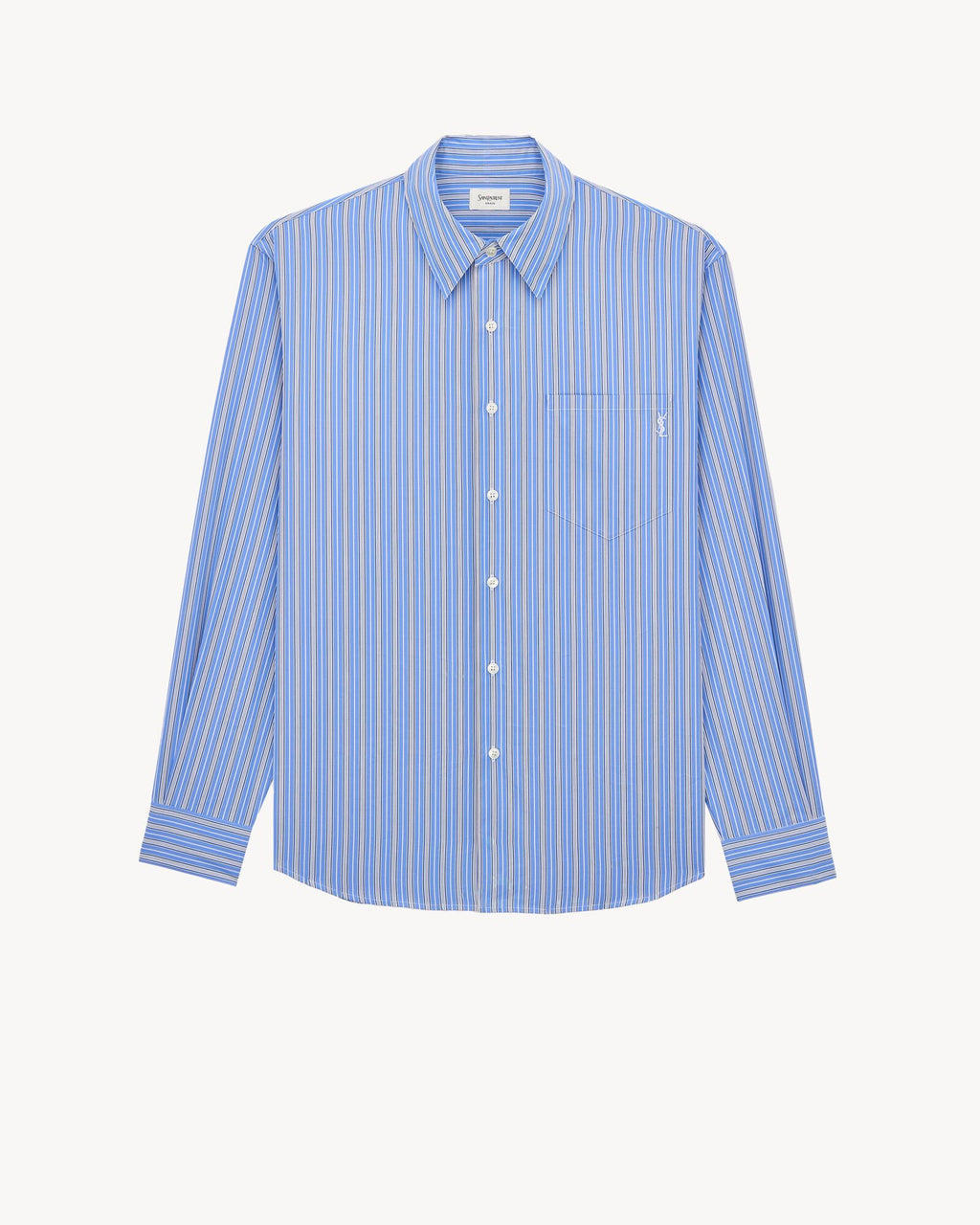 Saint Laurent Cassandre shirt in striped cotton poplin