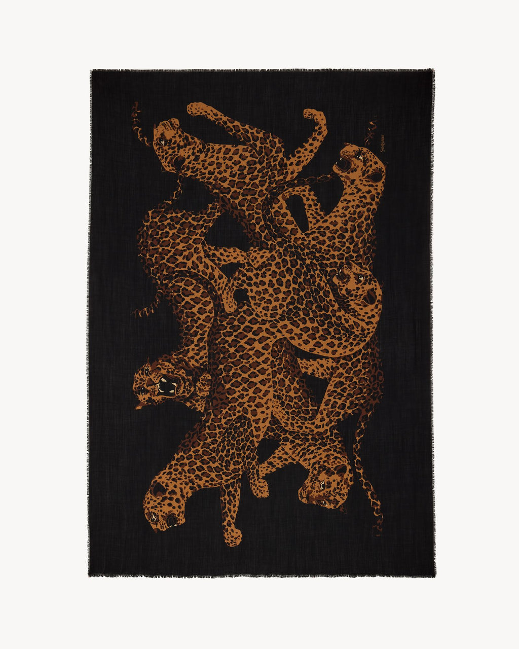 Saint Laurent leopard stole in wool twill