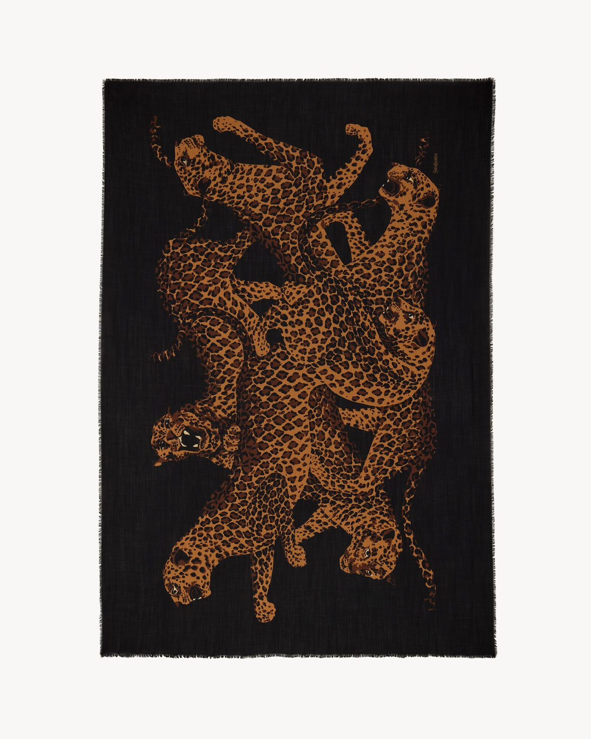 Saint Laurent leopard stole in wool twill