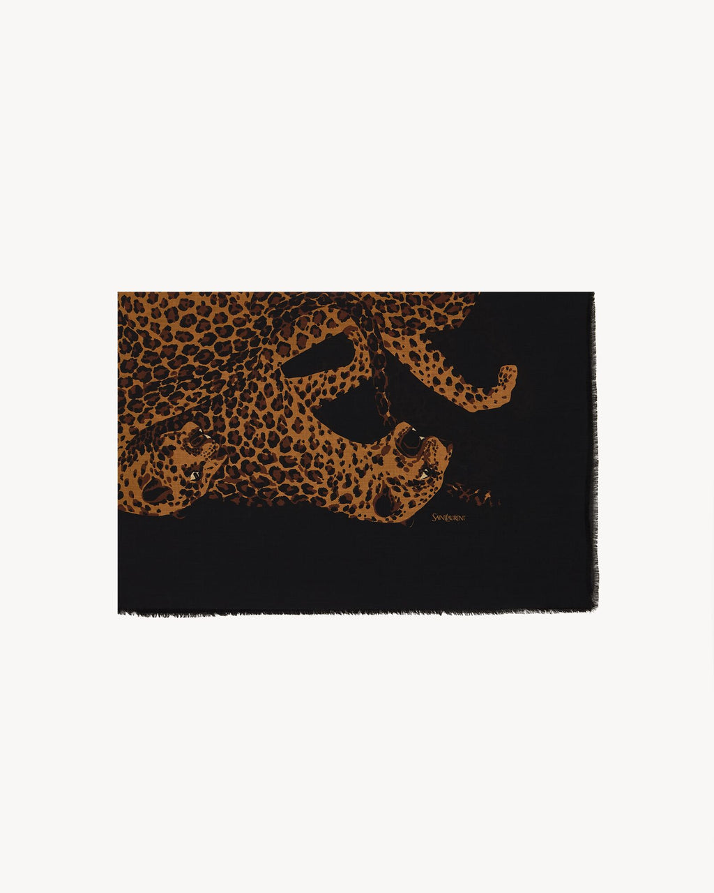 Saint Laurent leopard stole in wool twill