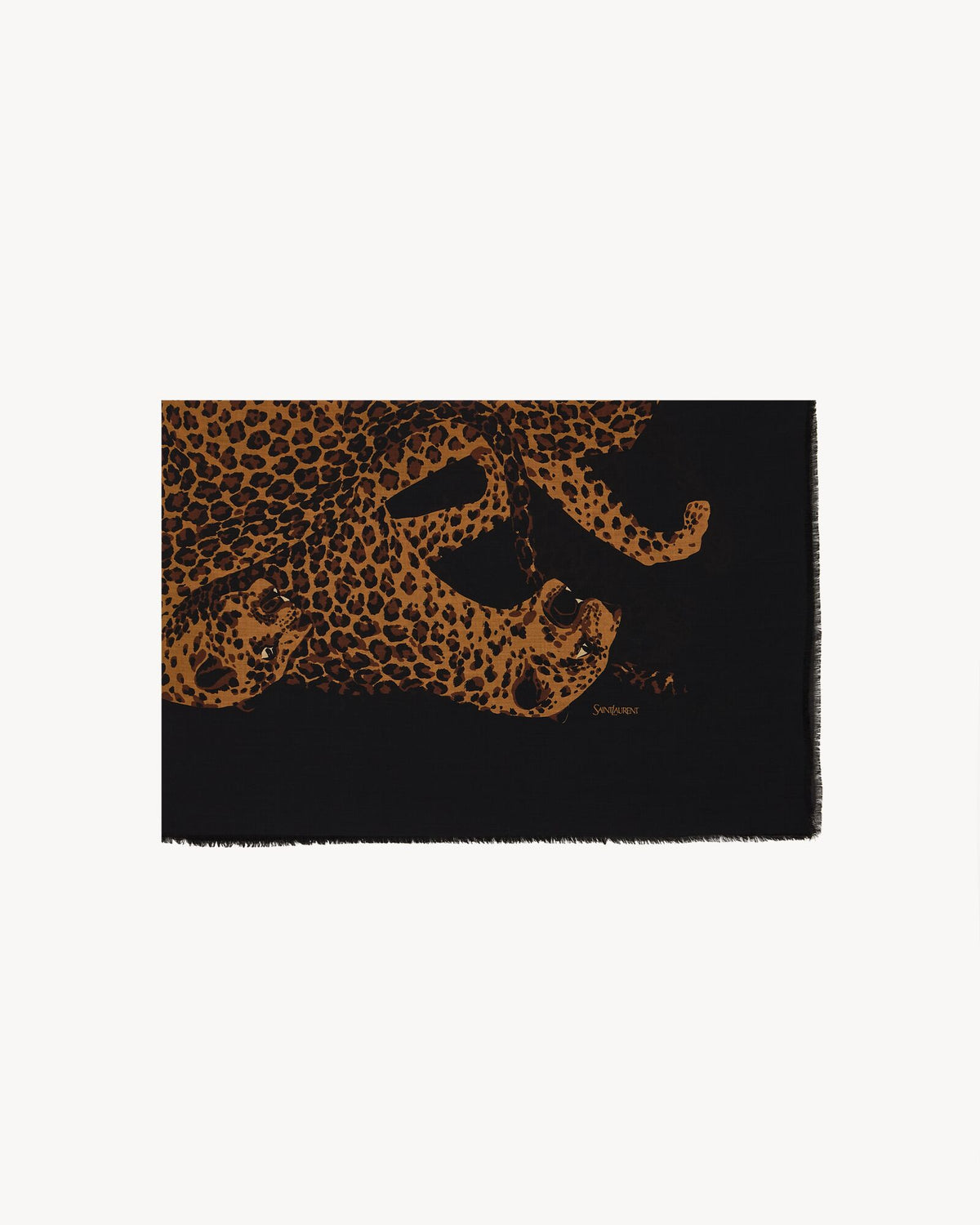 Saint Laurent leopard stole in wool twill