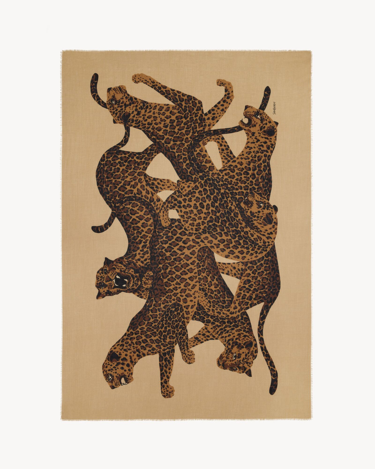 Saint Laurent leopard stole in wool twill