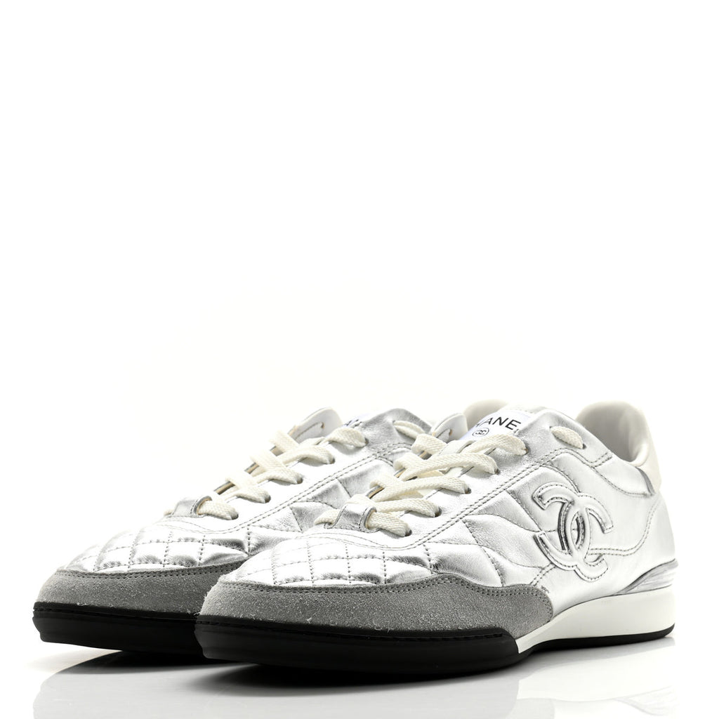 Chanel laminated calfskin quilted sneaker