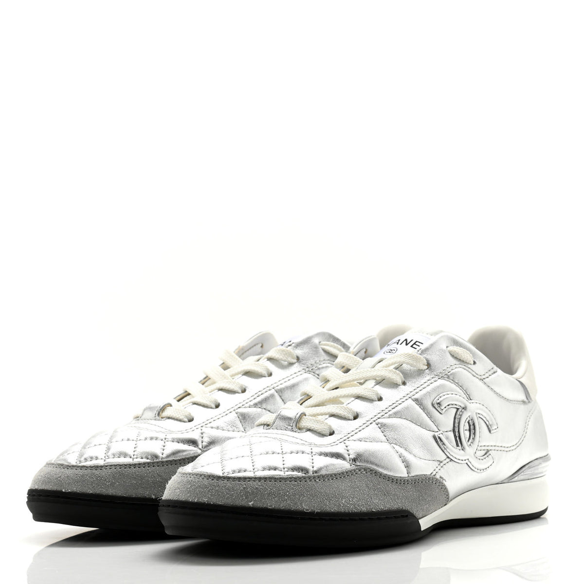 Chanel laminated calfskin quilted sneaker