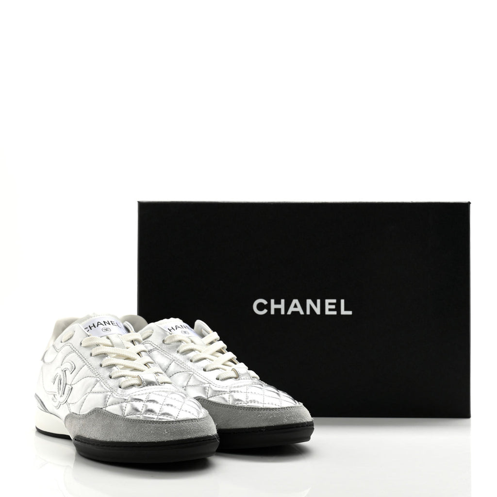 Chanel laminated calfskin quilted sneaker