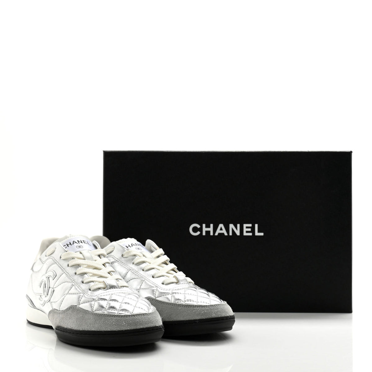 Chanel laminated calfskin quilted sneaker