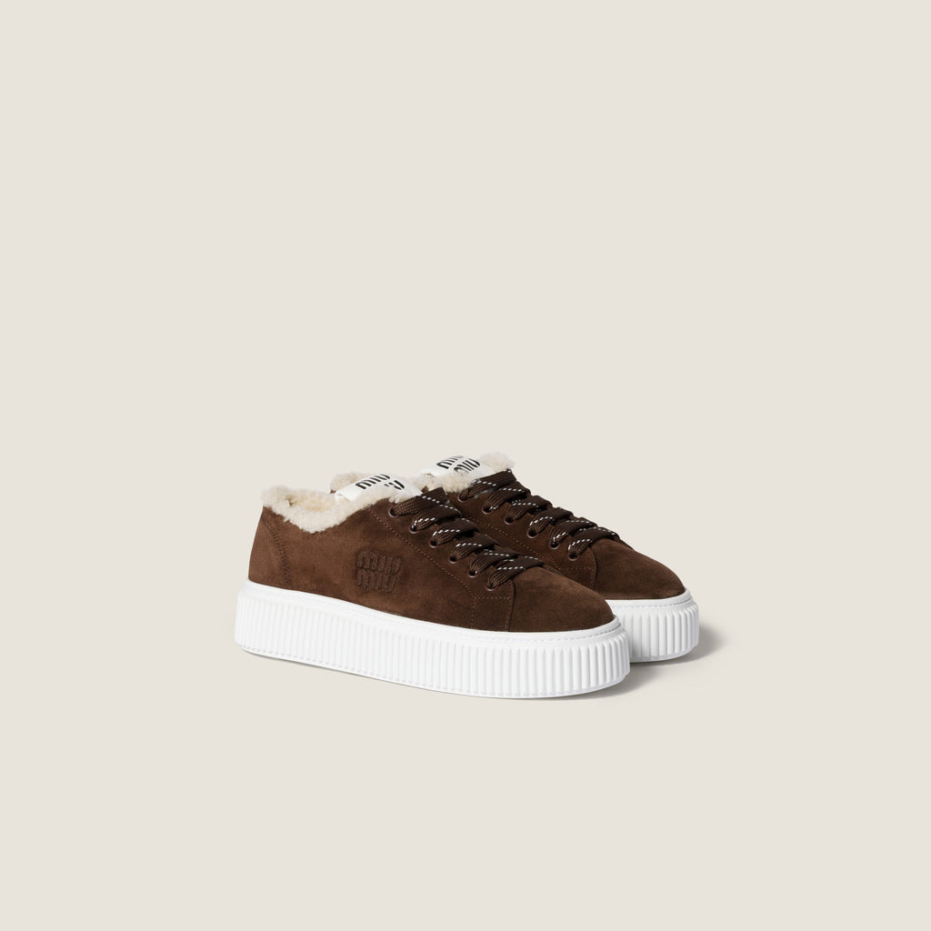 Miu Miu suede and shearling sneakers