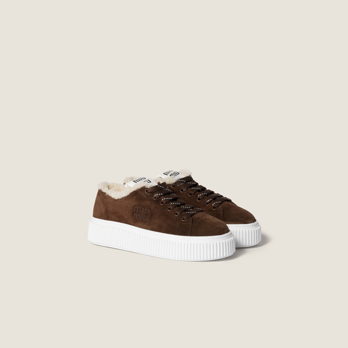 Miu Miu suede and shearling sneakers