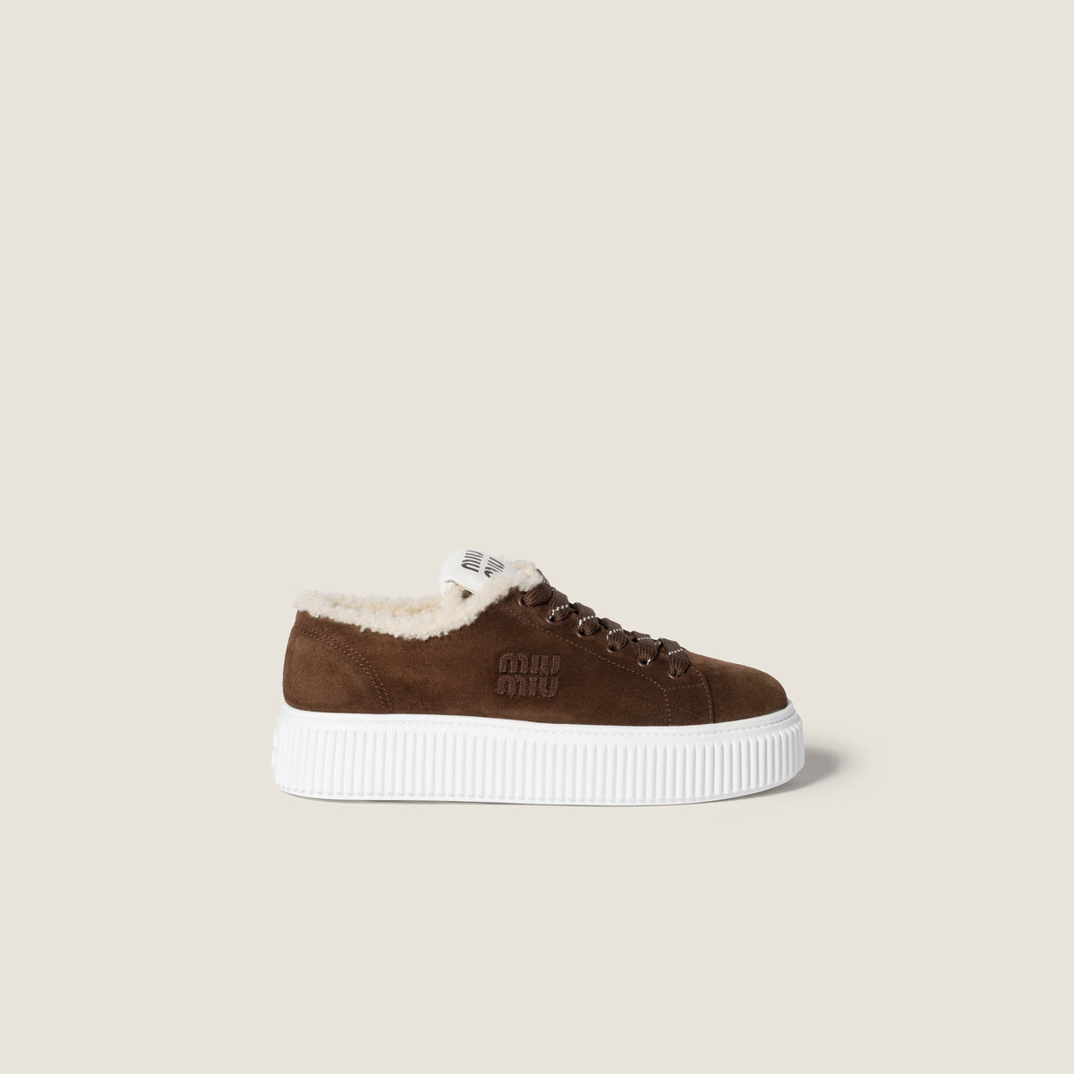 Miu Miu suede and shearling sneakers