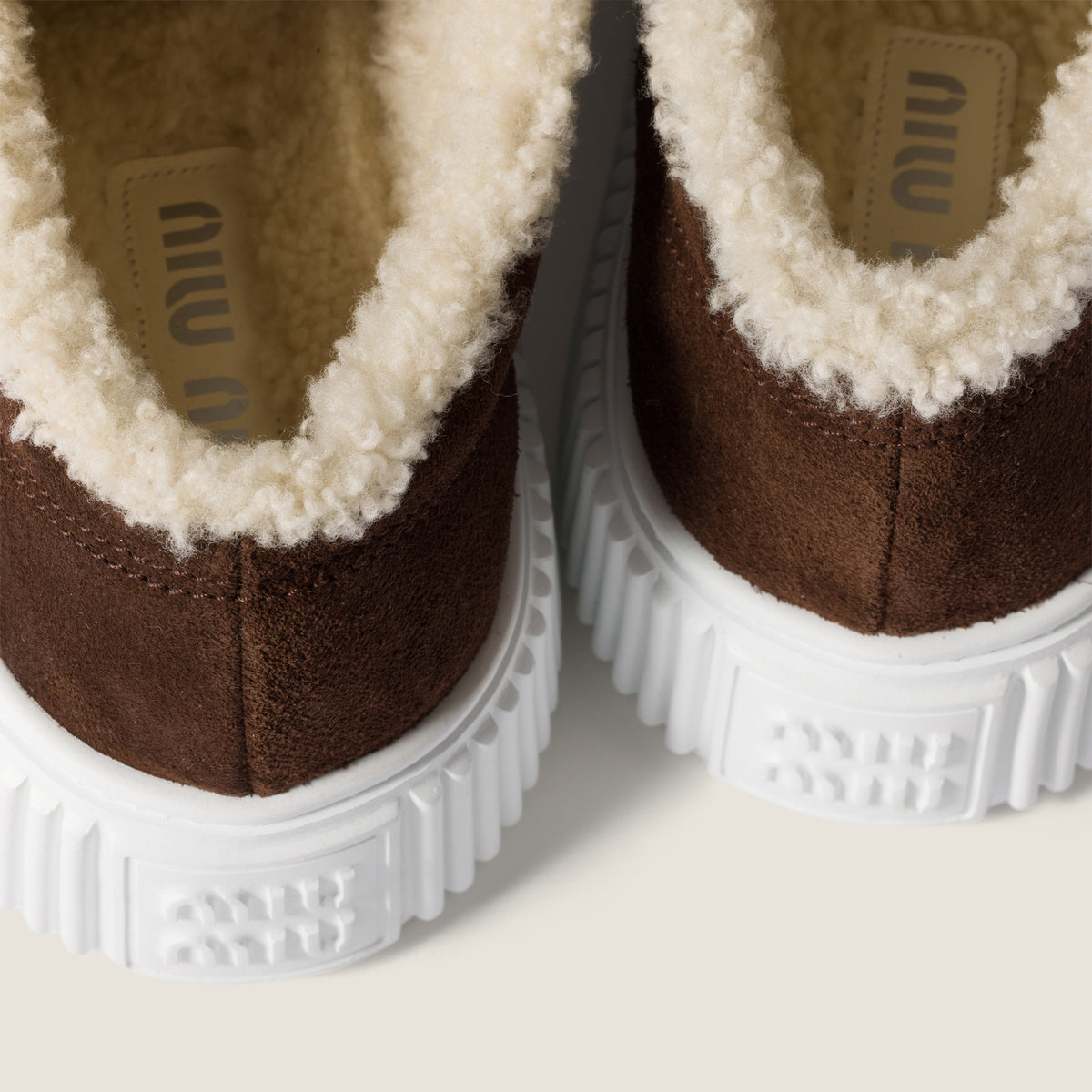 Miu Miu suede and shearling sneakers