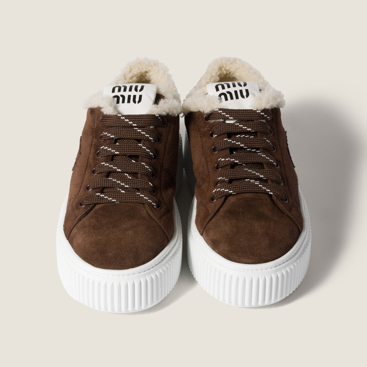 Miu Miu suede and shearling sneakers