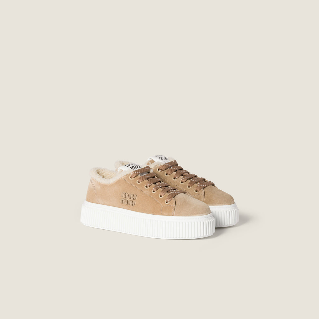 Miu Miu suede and shearling sneakers