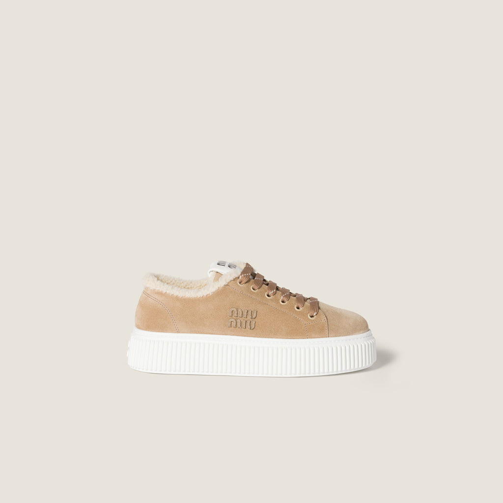 Miu Miu suede and shearling sneakers
