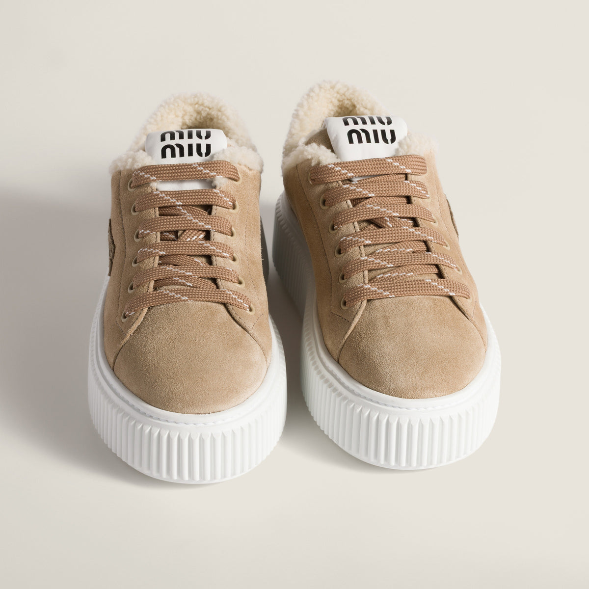 Miu Miu suede and shearling sneakers