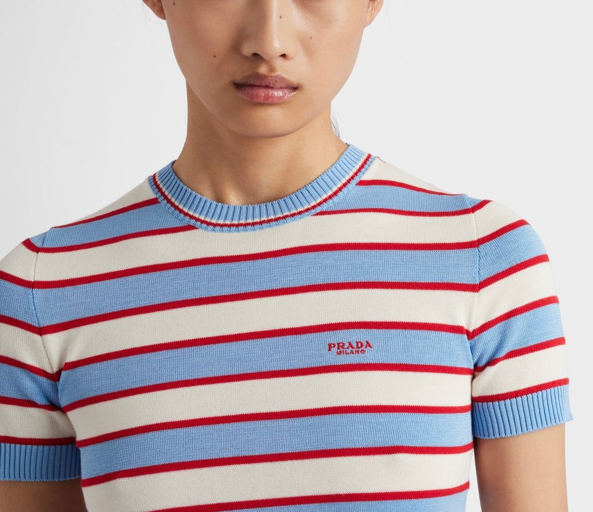 Prada P24S2H_17KK_F0A0E_S_OOO,Prada striped crewneck cotton sweater,Prada striped sweater,Prada striped blue sweater,Prada st