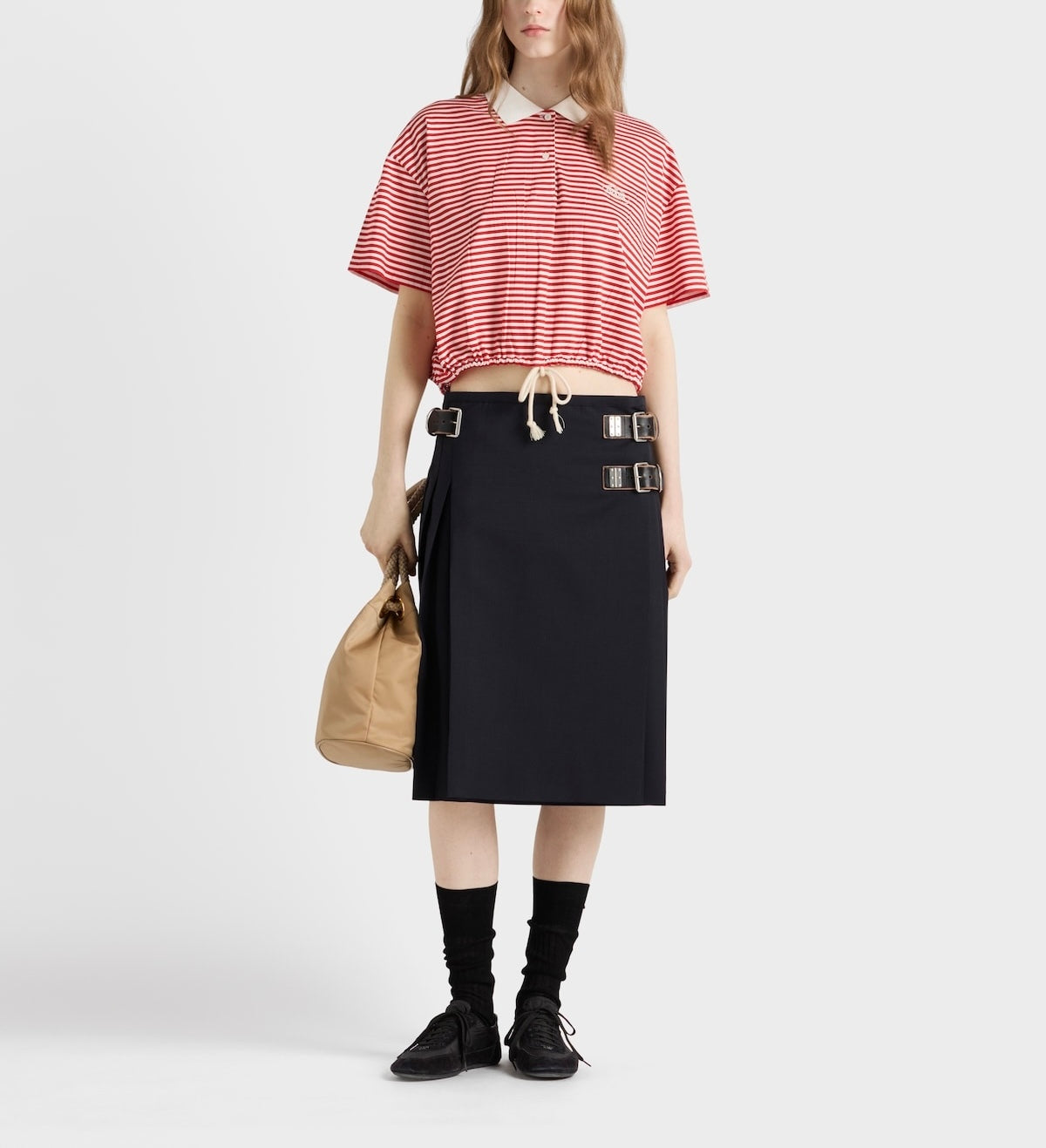 Prada 3558BRSOOO16ZU,Prada striped polo shirt,Prada striped red polo shirt,Prada womens polo shirt,Prada polo shirt red strip
