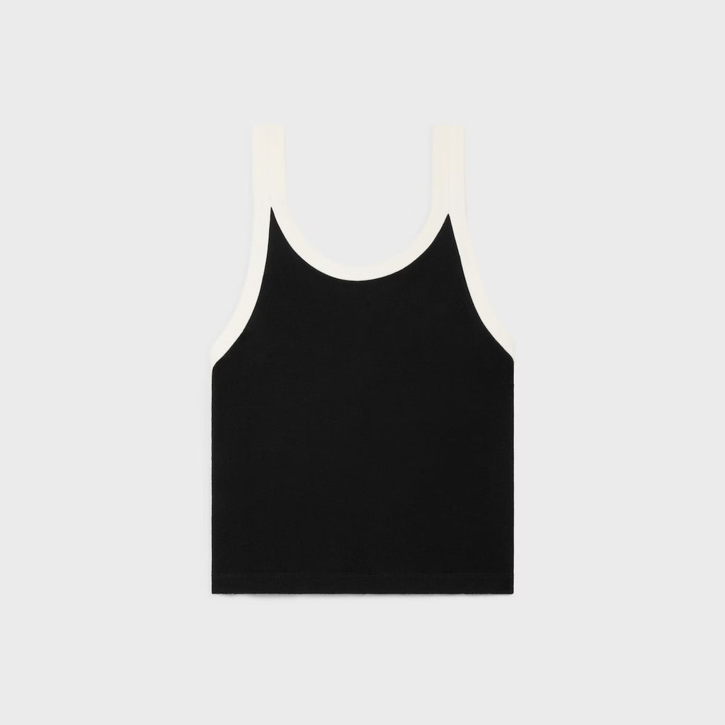 Celine RX03A0Q12.38ZD,Celine cropped tank top,Celine pocket vest,Celine black vest,Celine black top,Celine vest,Celine vest 2