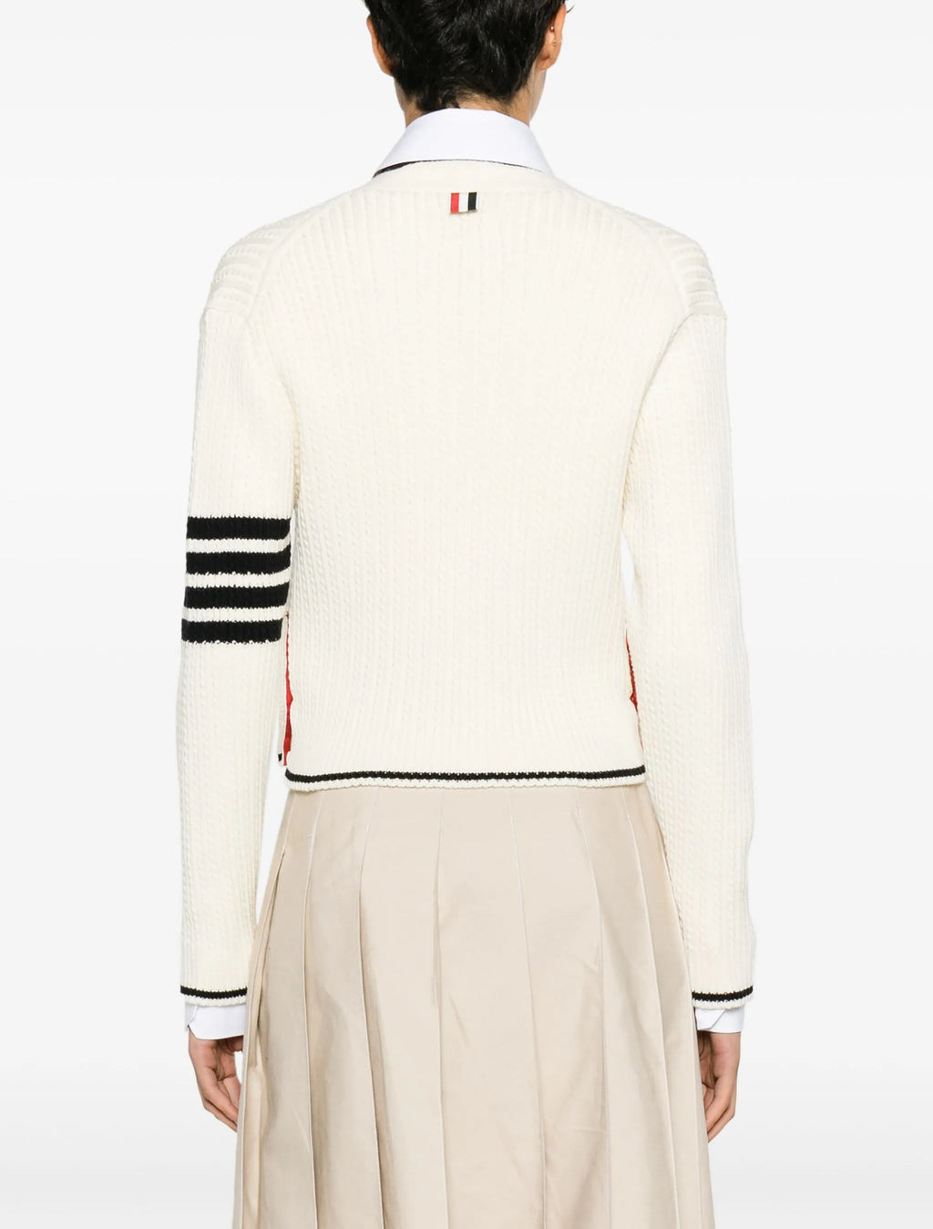 Thom Browne white cardigan,Thom Browne FKC588AY1024,Thom Browne cardigan,Thom Browne women’s,Thom Browne cardigan authenticit