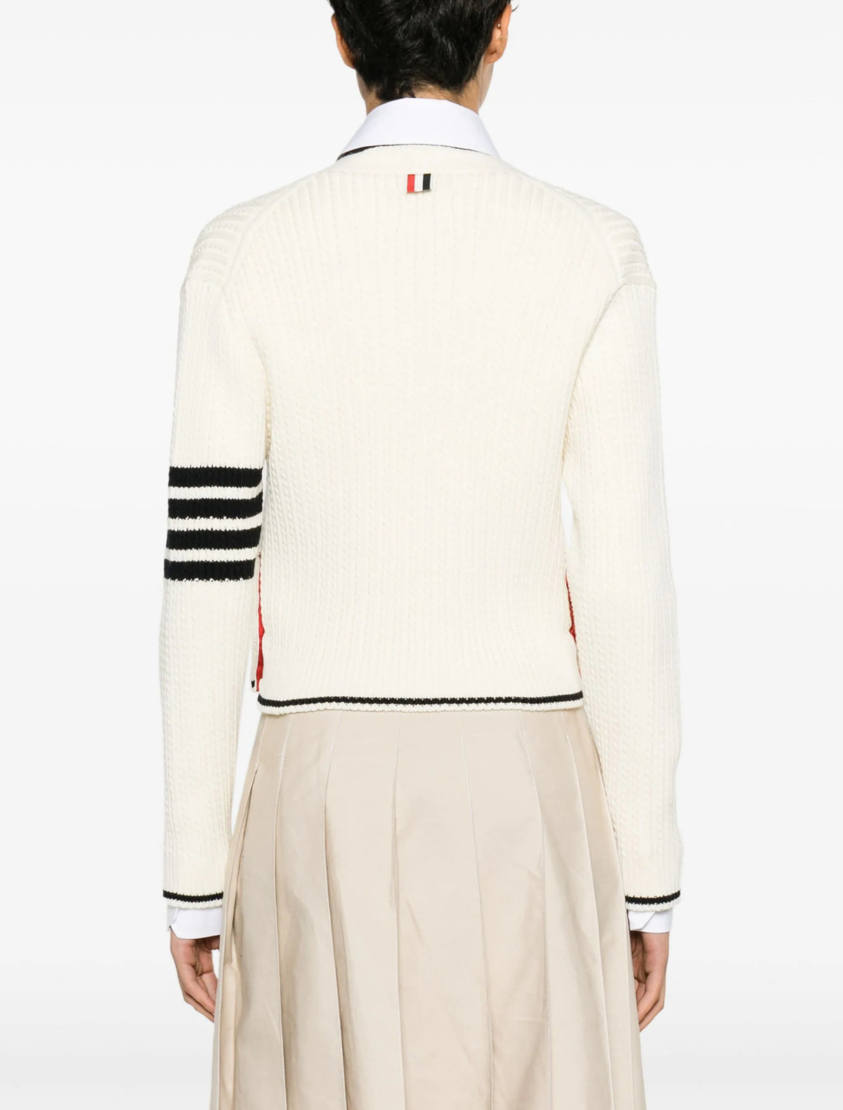 Thom Browne white cardigan,Thom Browne FKC588AY1024,Thom Browne cardigan,Thom Browne women’s,Thom Browne cardigan authenticit