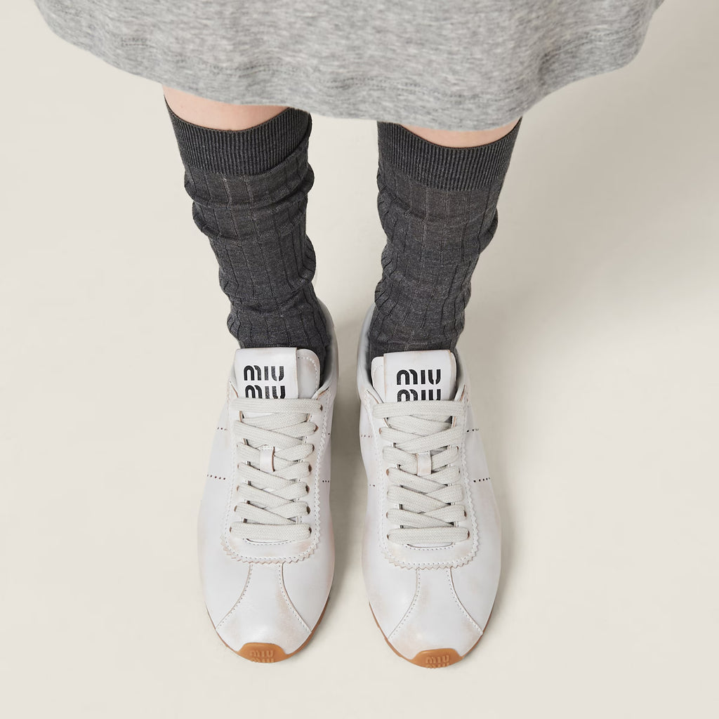 Miu Miu bleached nappa leather sneakers,Miu Miu women's,Miu Miu 5E114E ,Miu Miu outlet,Miu Miu sneakers,Miu Miu online shop,M