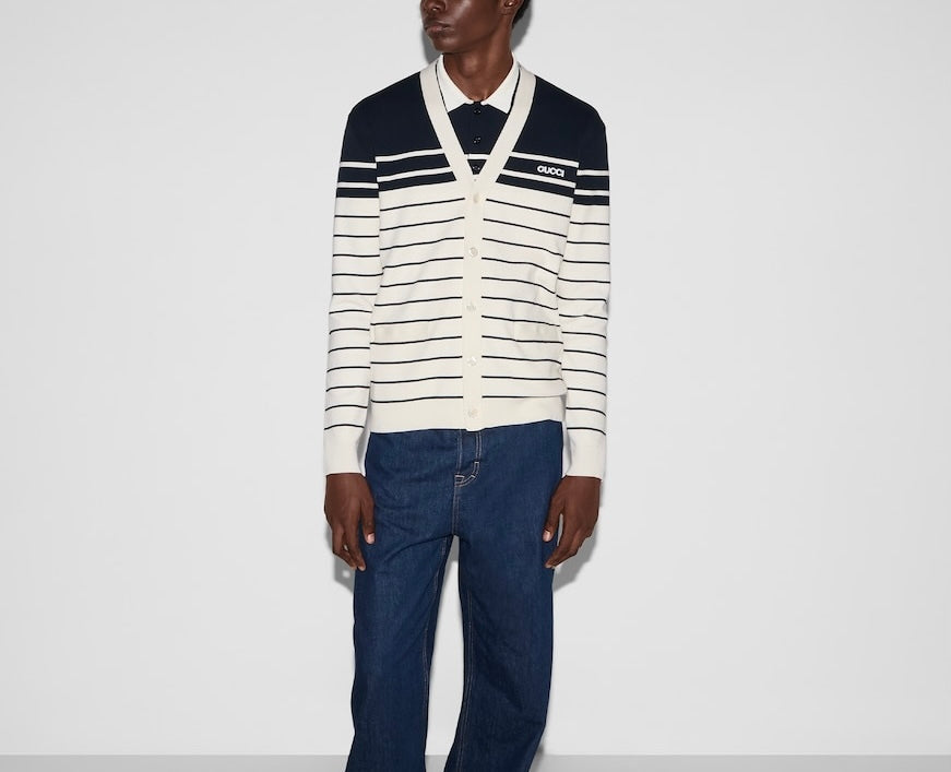Gucci 814877 XKEJ9,Gucci cardigan with embroidery,Gucci striped cardigan,Gucci cardigan mens,Gucci striped cardigan mens,Gucc